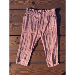 ASHLEY STEWART Plus Size 24 Pink Cotton Paperbag Pants